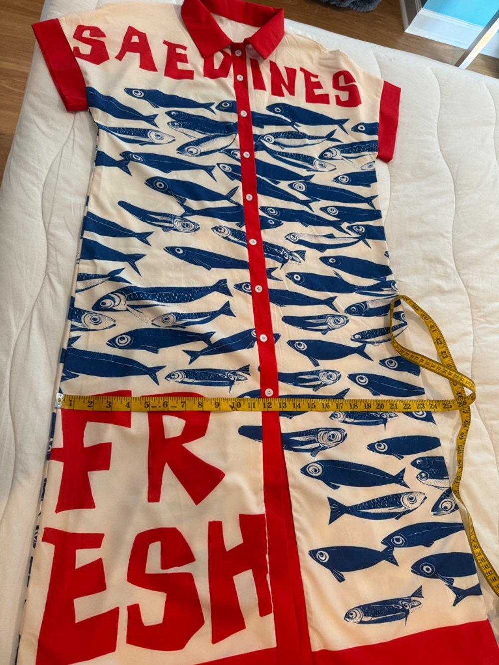 Fresh Sardines NWOT white and red dress with blue sardines - Picture 9 of 10